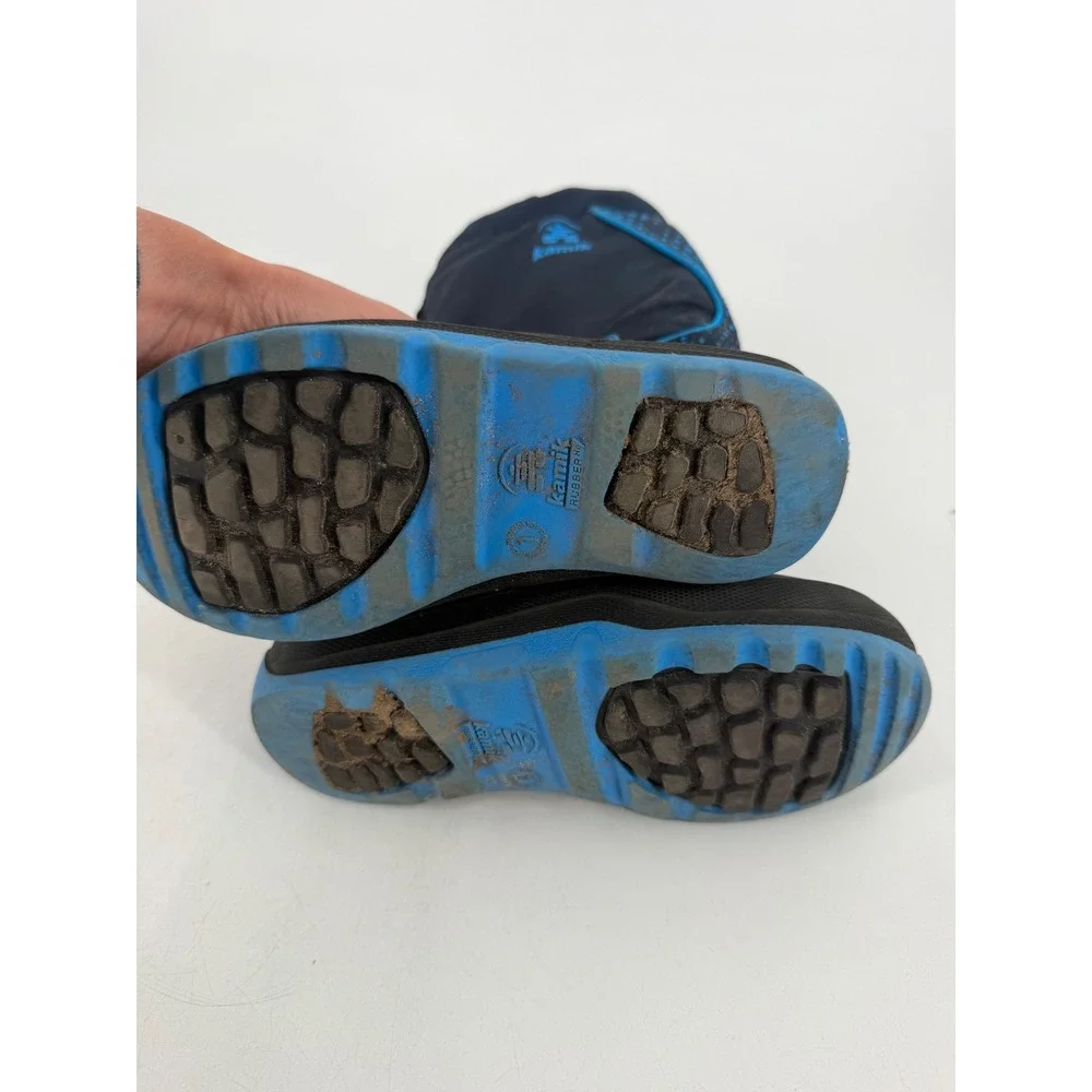 Kamik Snowfall P Boots Boy Size 1 Blue Black Waterproof Winter Snow Rubber
